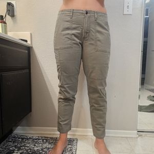 Women's Abercrombie & Fitch Womens Olive Green Canvas Tapered Ankle Pants Pocket